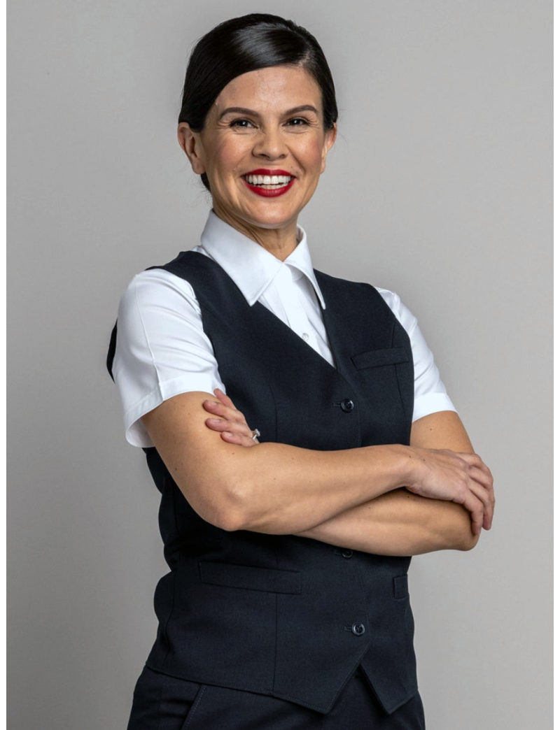 Victoria Single Breasted Sharkskin Black Vest