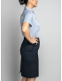 Straight Tropical Navy Skirt w/Pocket