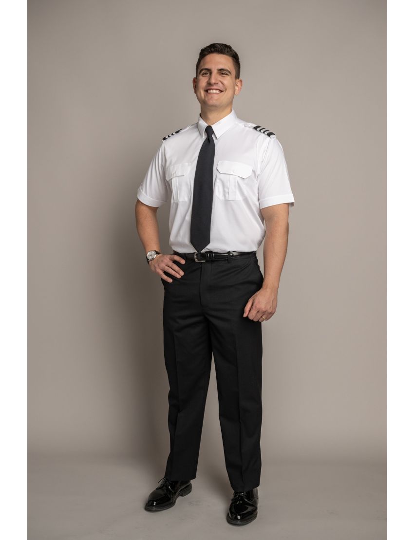 Austin Flat Front Regular Fit Tropical Jet Black Pants