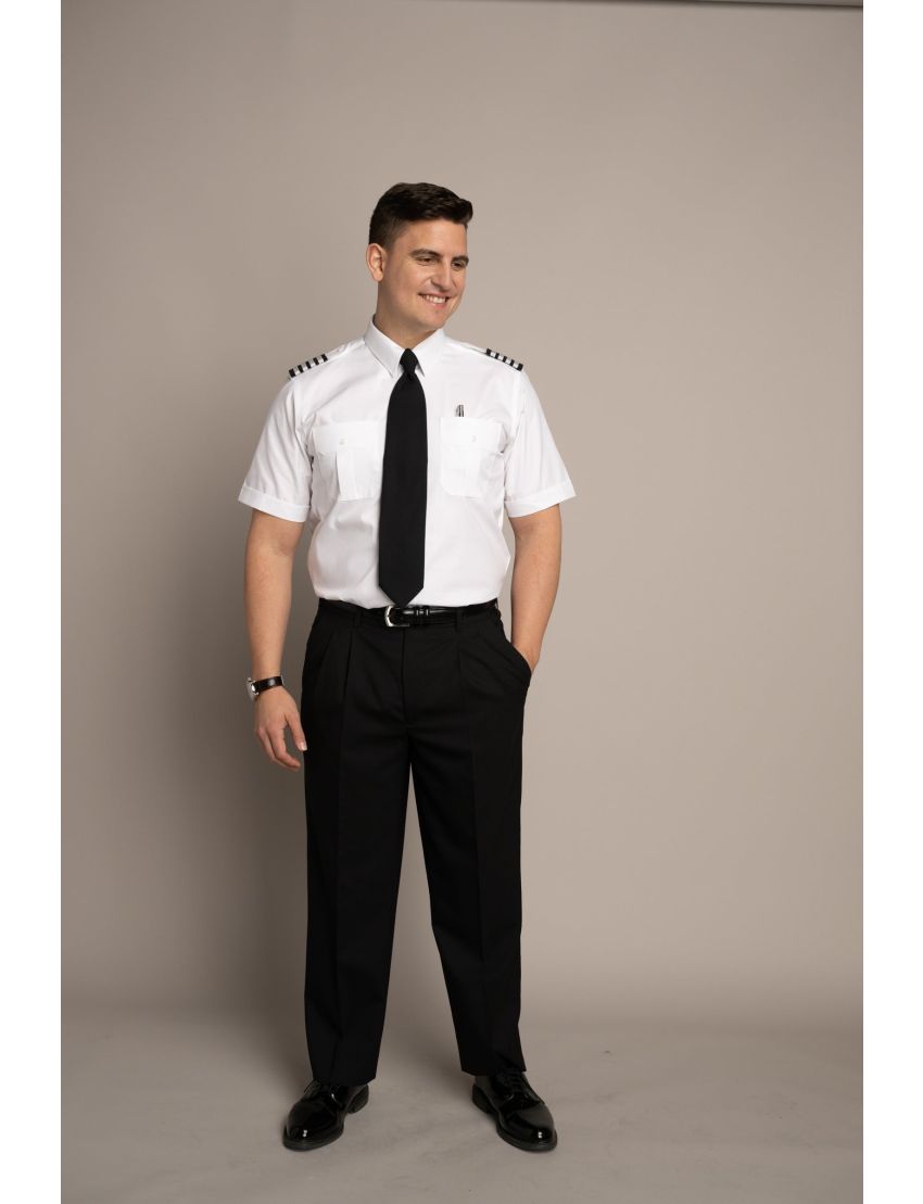 Bryce Pleated Relaxed Fit Sharkskin Midnight Blue Pants