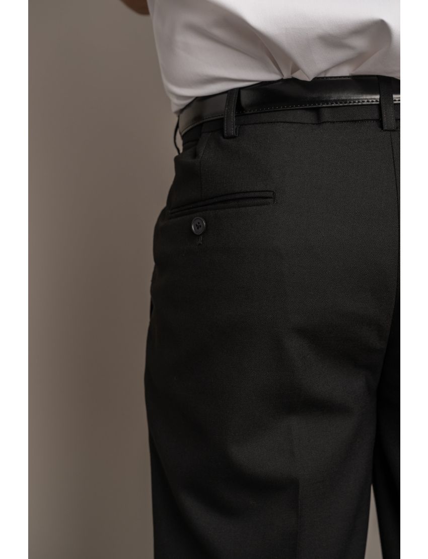 Bryce Pleated Relaxed Fit Sharkskin Jet Black Pants