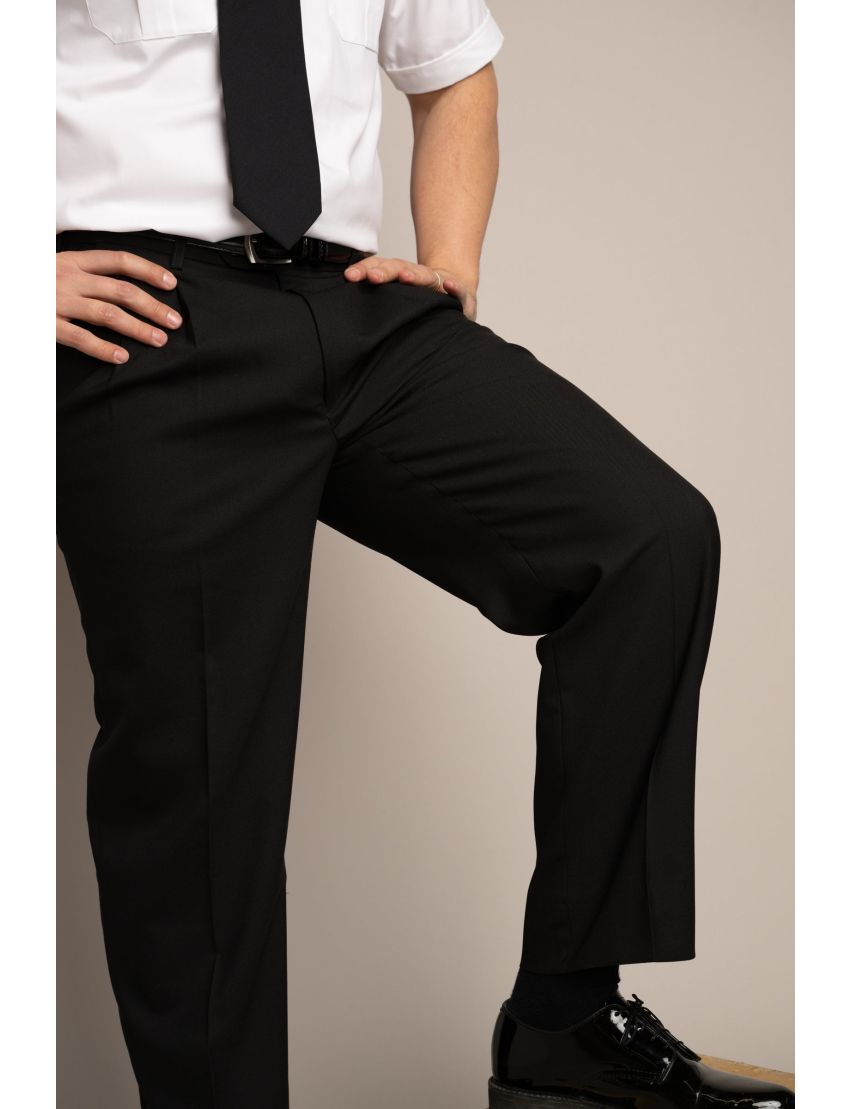 Bryce Pleated Relaxed Fit Sharkskin Jet Black Pants