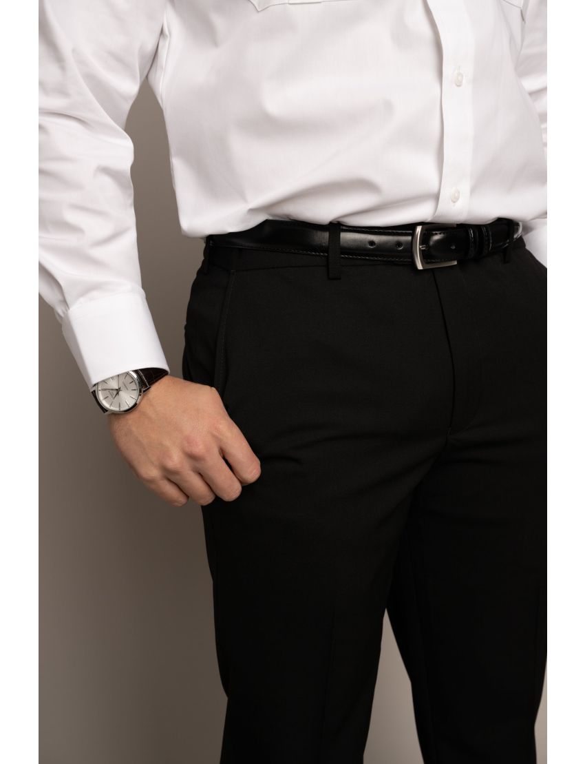 Cody Flat Front Slim Fit Sharkskin Jet Black Pants