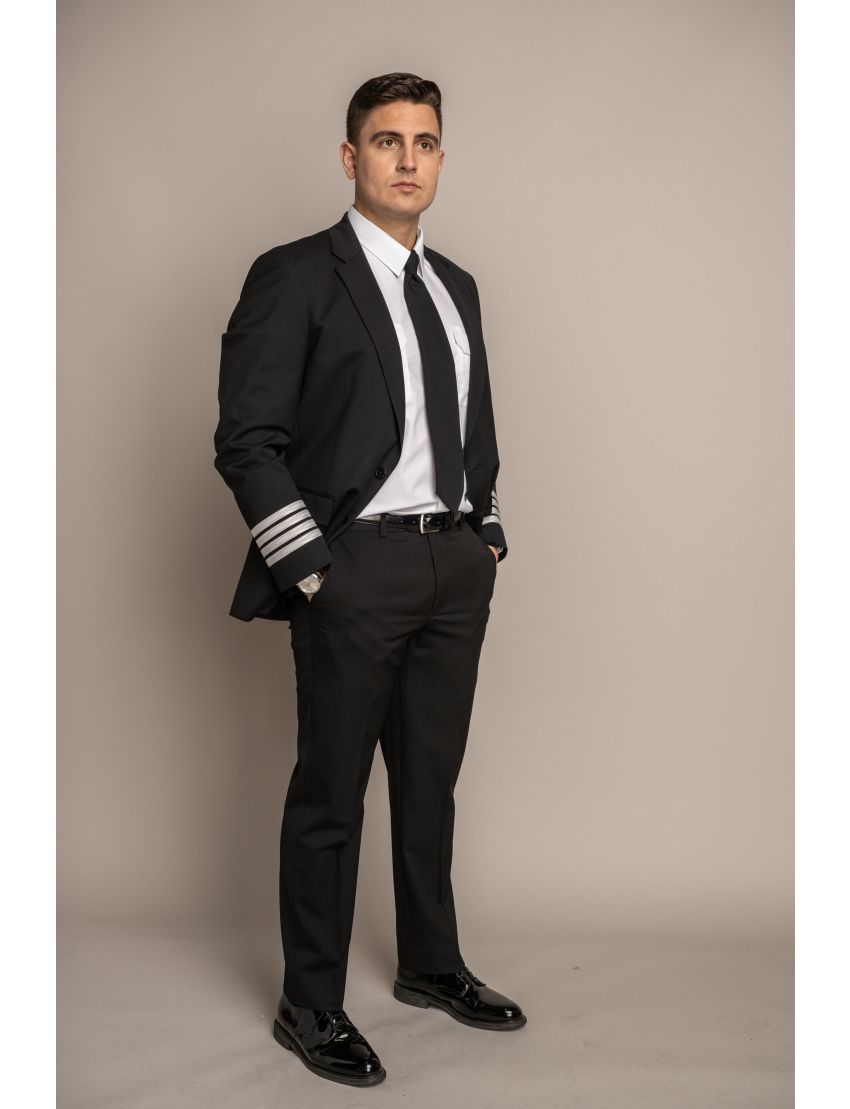 Cody Flat Front Slim Fit Sharkskin Jet Black Pants