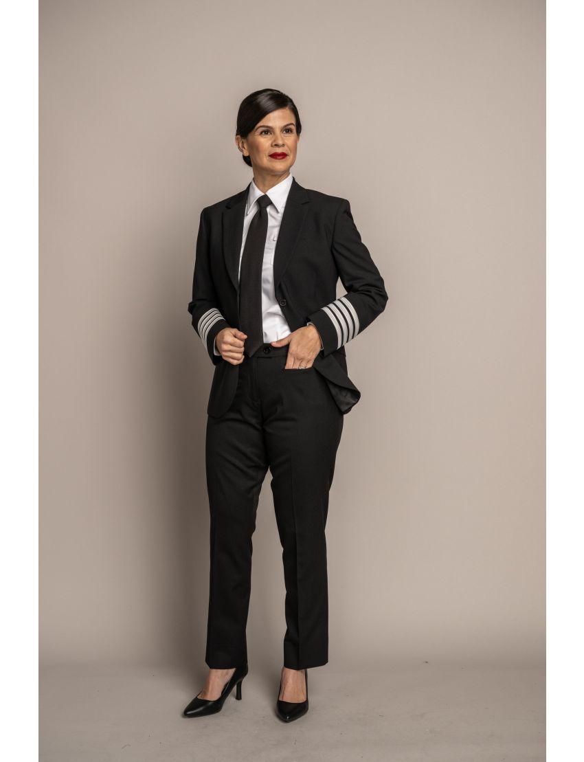 Melissa Flat Front Tropical Jet Black Pants