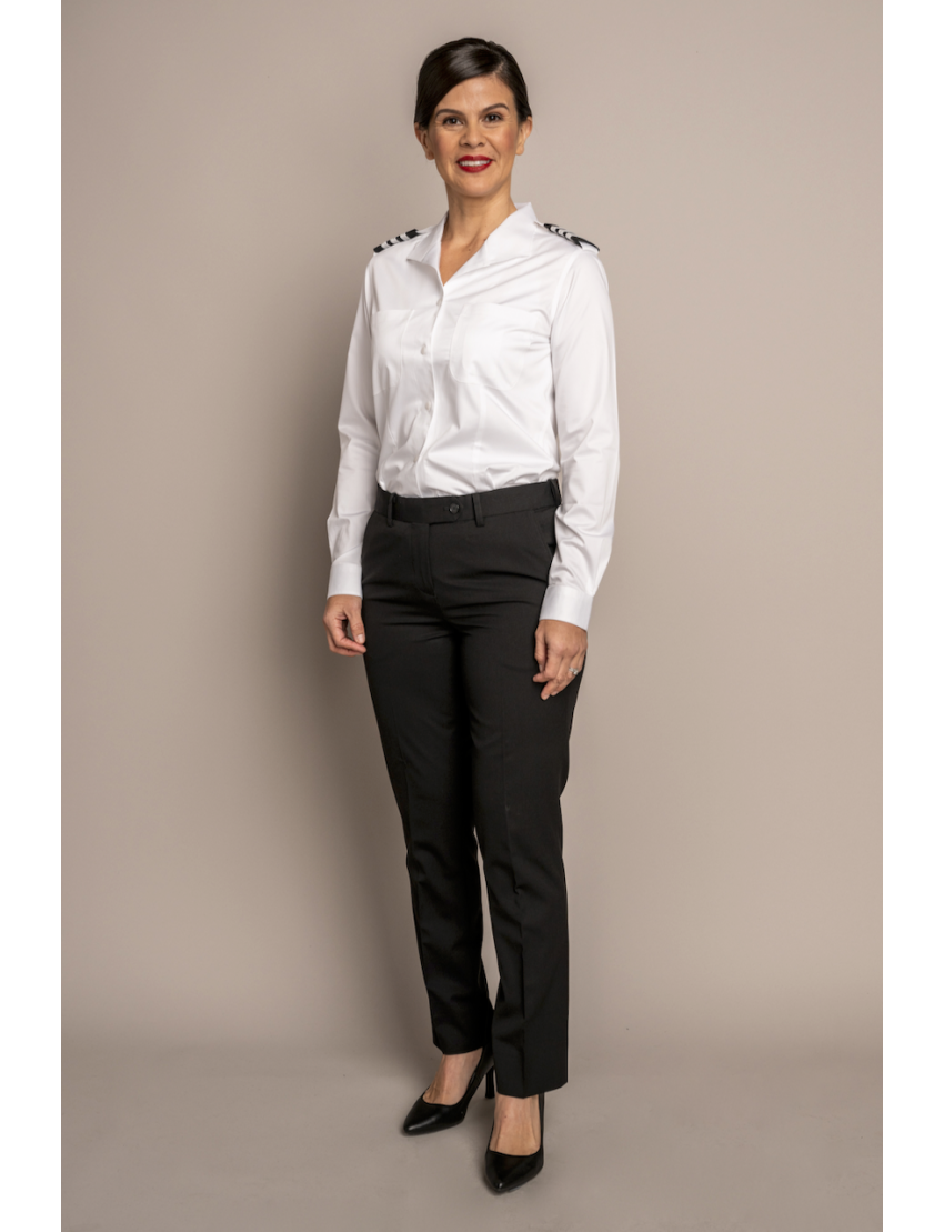 Charlotte Flat Front Comfort Waist Tropical Jet Black Pants