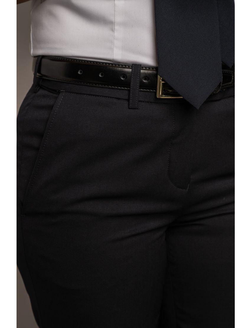 Charlotte Flat Front Comfort Waist Sharkskin Midnight Blue Pants