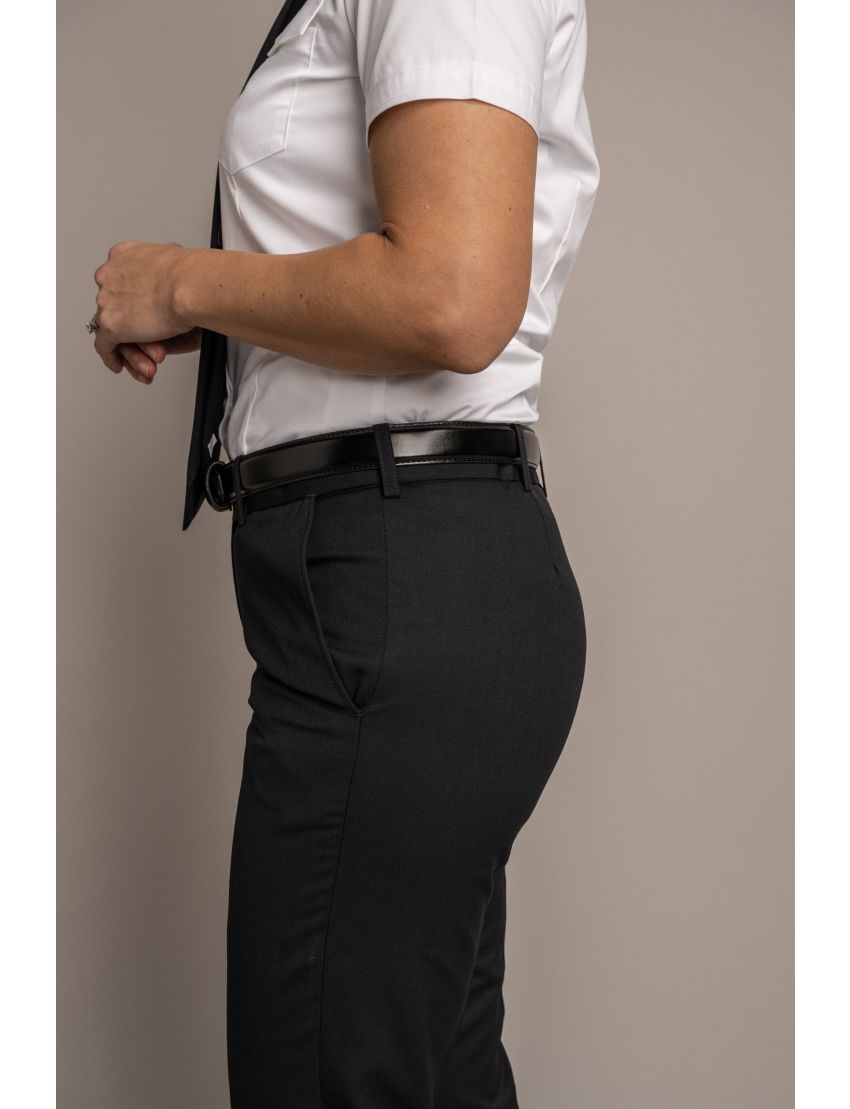 Charlotte Flat Front Comfort Waist Sharkskin Gunsmoke Pants