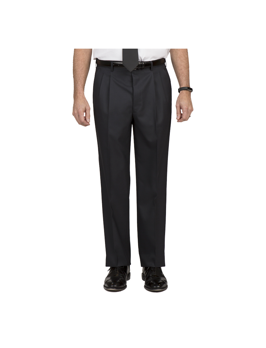 Bryce Pleated Relaxed Fit Sharkskin Midnight Blue Pants