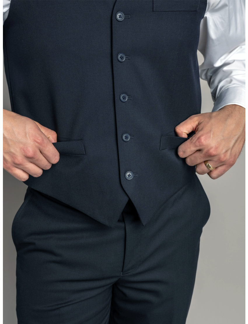 Anthony Single Breasted Sharkskin Admiral Blue Vest