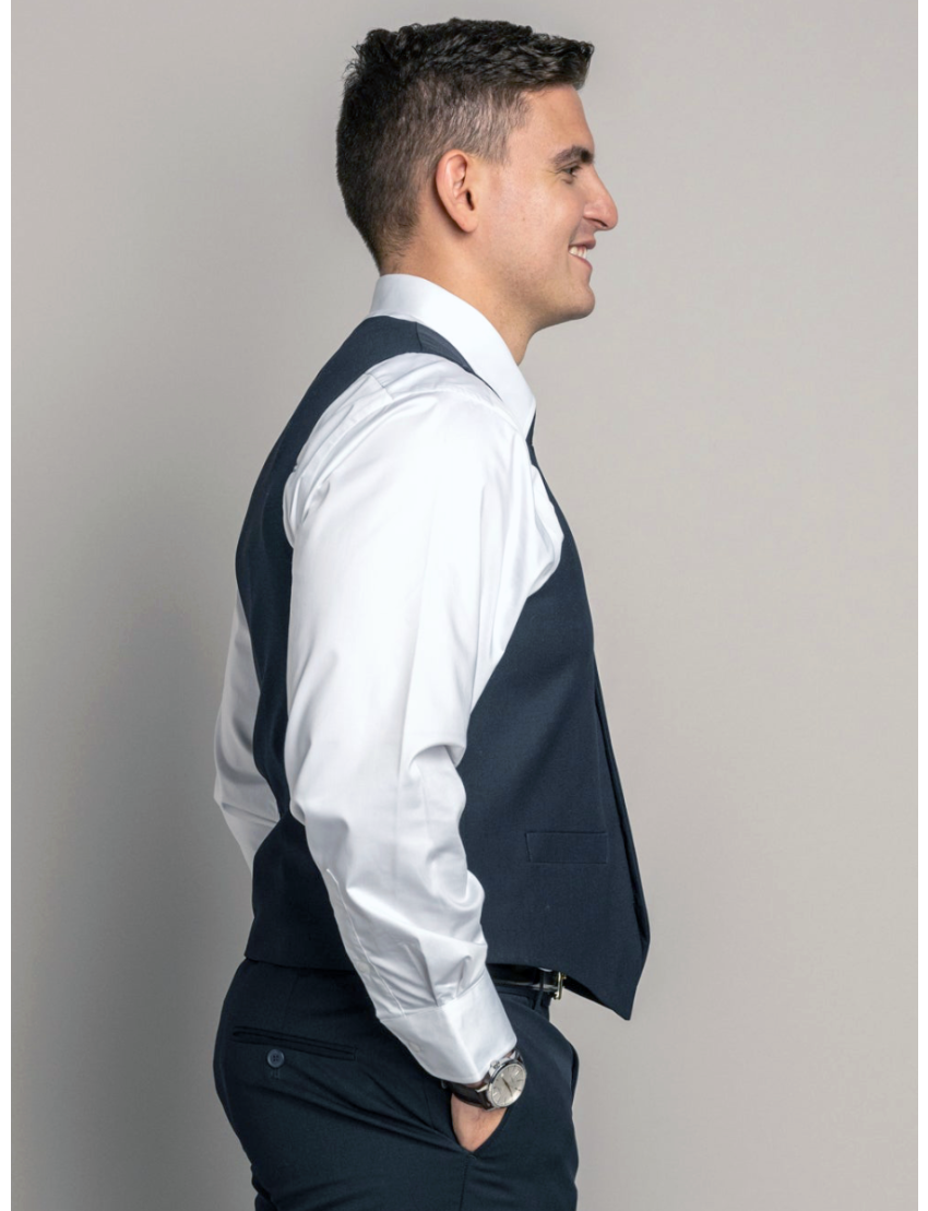 Anthony Single Breasted Sharkskin Admiral Blue Vest