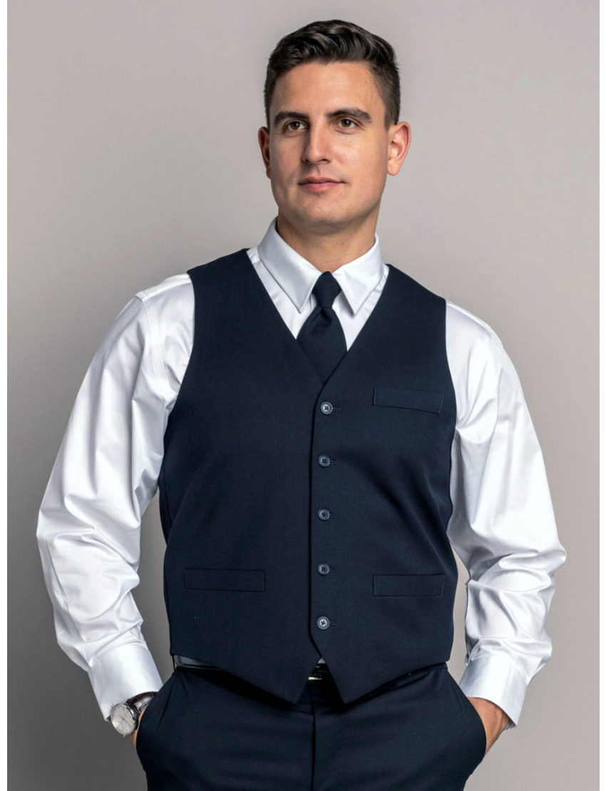 Anthony Single Breasted Sharkskin Blue Vest