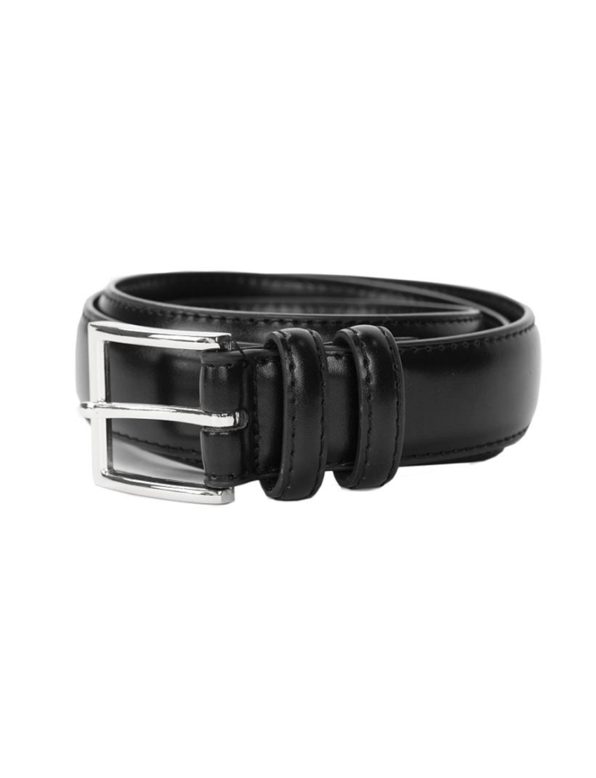 Classic Unisex Black Belt w/Silver Buckle