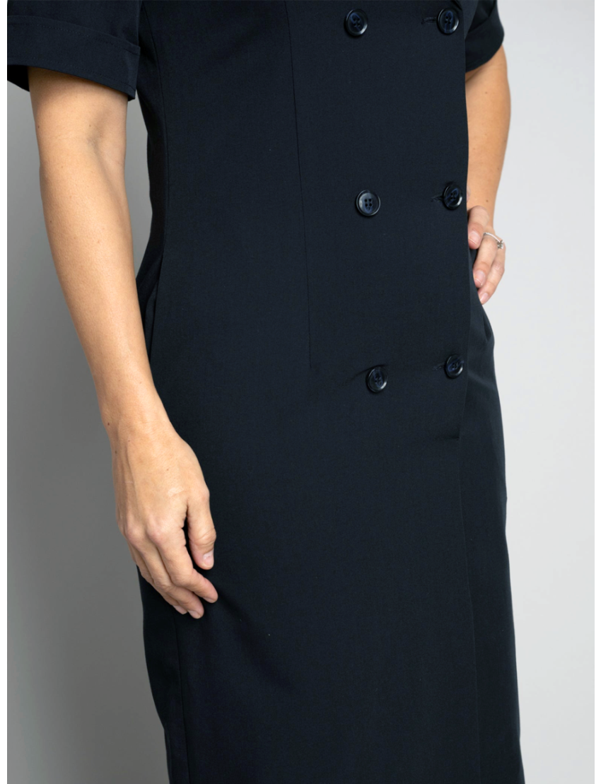 Short Sleeve Shawl Tropical Navy Dress