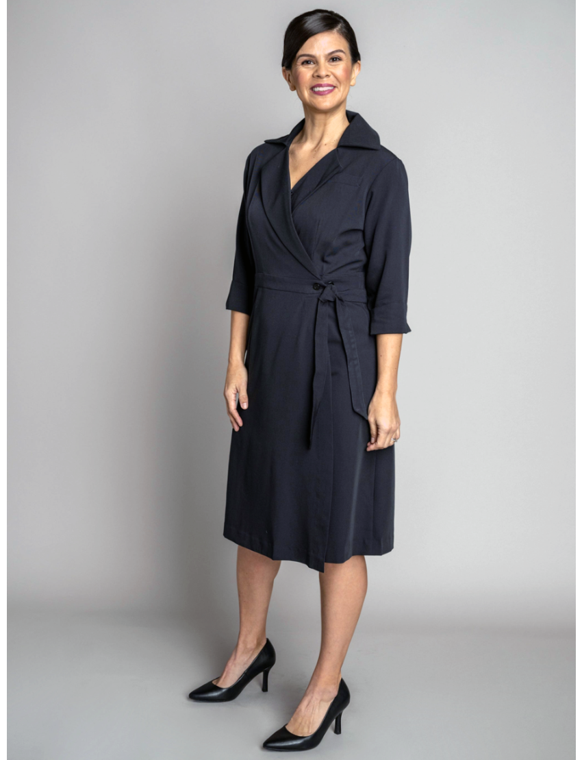 Whitney Wrap Around Navy Dress